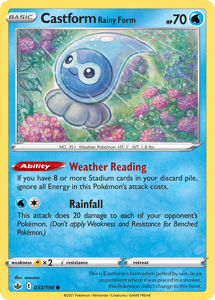 Castform Rainy Form (33/198) - [Reverse Holo] Chilling Reign (CRE)
