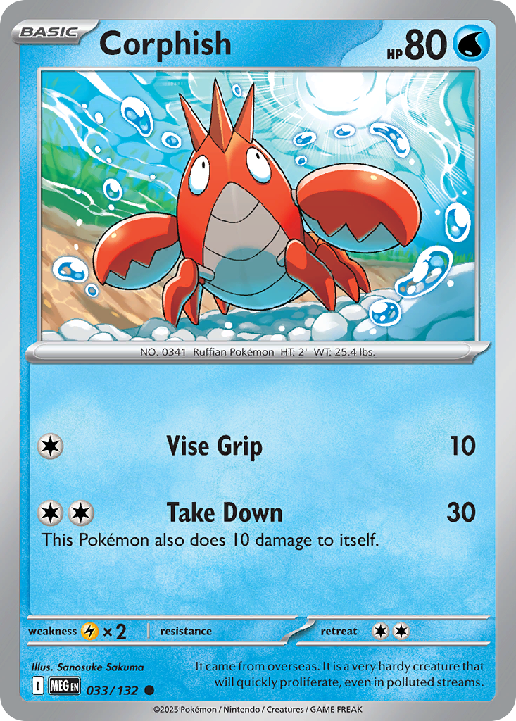 Corphish (33/132) - [Reverse Holo] Mega Evolution (MEG)