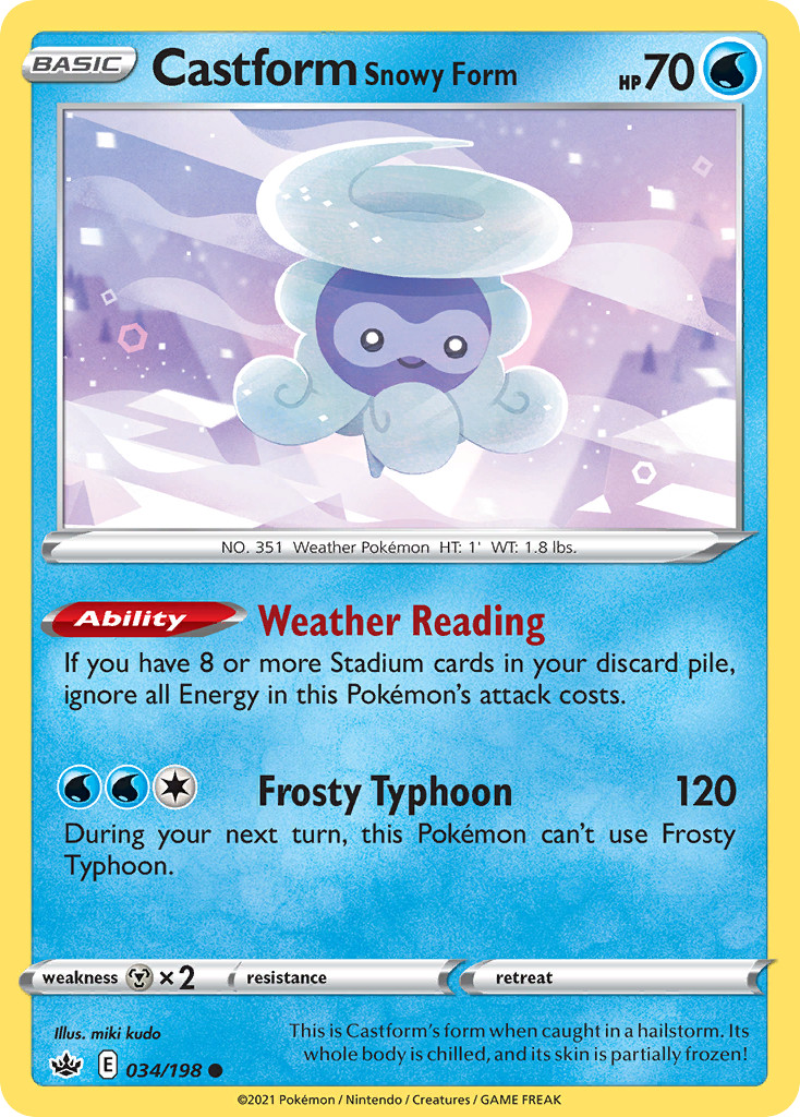 Castform Snowy Form (34/198) - [Reverse Holo] Chilling Reign (CRE)