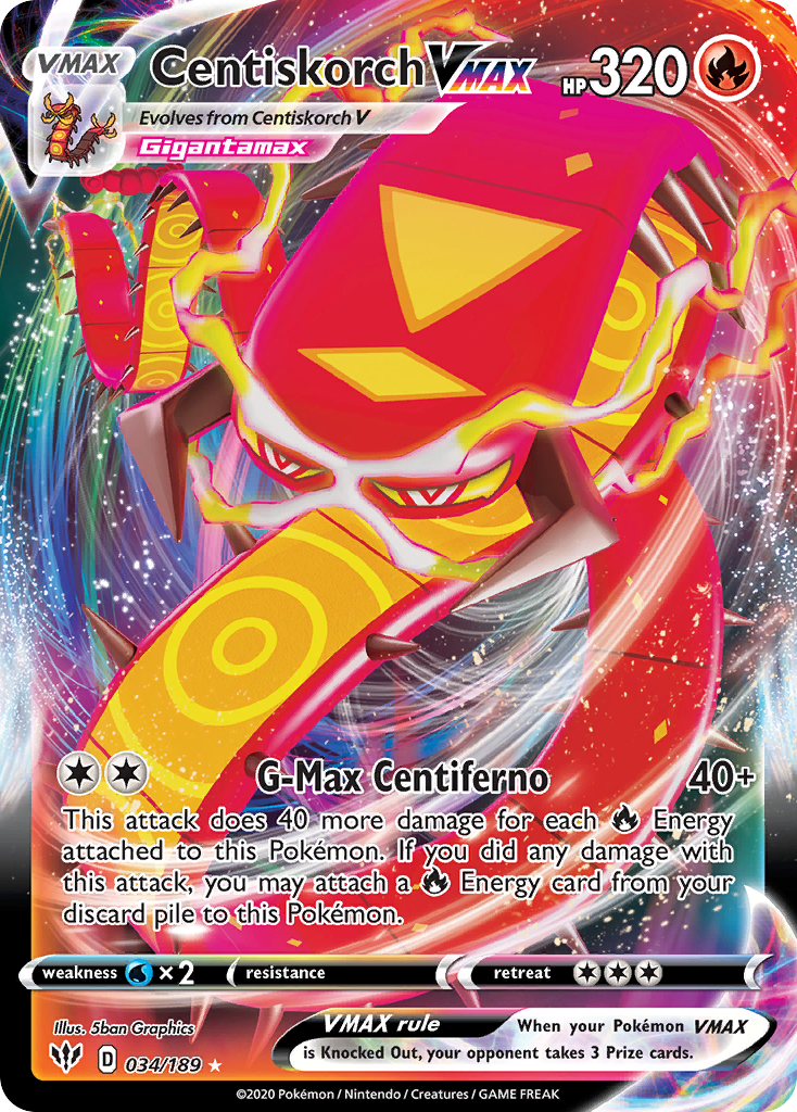 Centiskorch VMAX (34/189) - [Holo Foil] Darkness Ablaze (DAA)