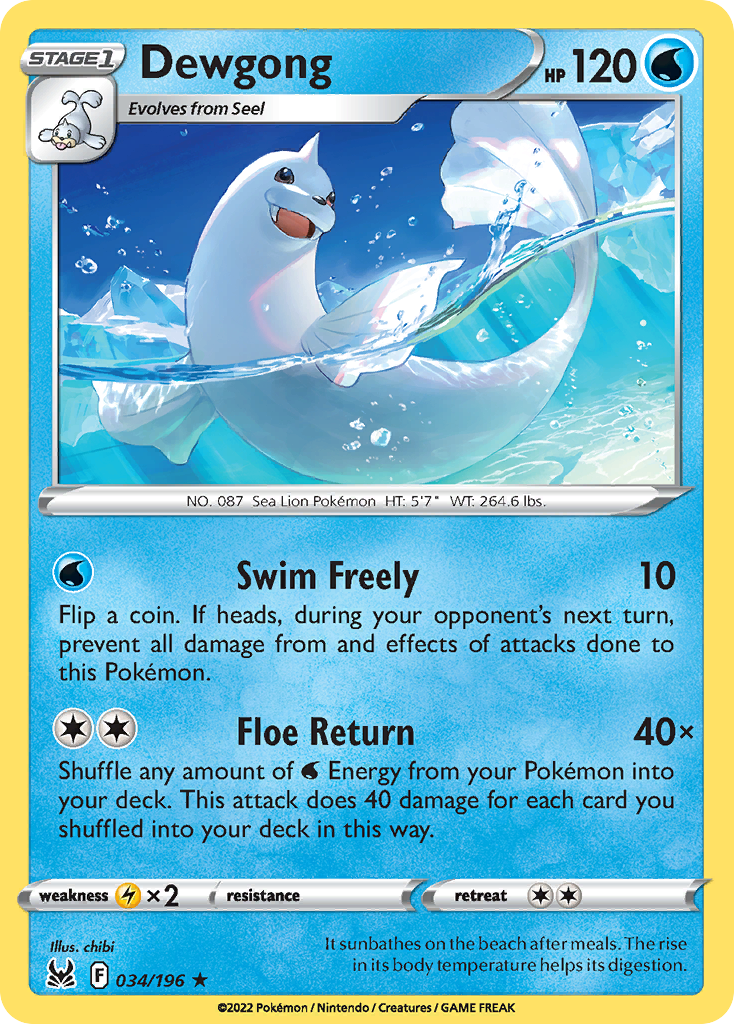 Dewgong (34/196) - [Reverse Holo] Lost Origin (LOR)