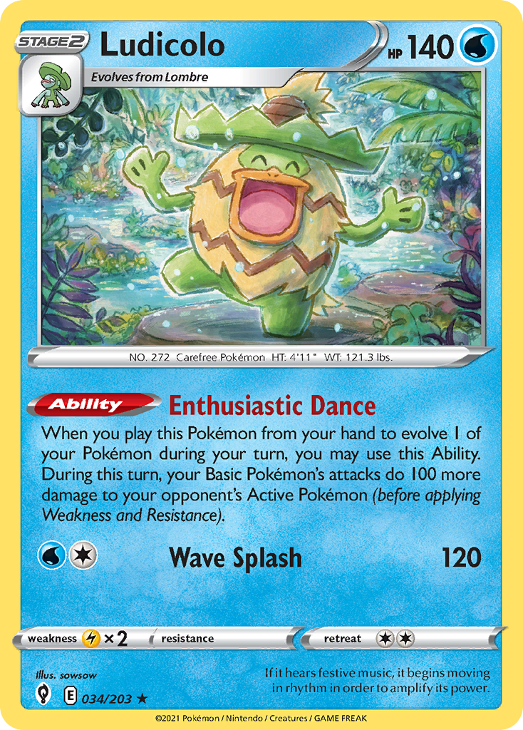 Ludicolo (34/203) - [Reverse Holo] Evolving Skies (EVS)