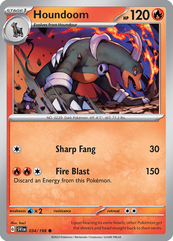 Houndoom (34/198) - [Reverse Holo] Scarlet & Violet (SVI)