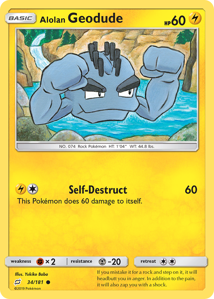 Alolan Geodude (34/181) - [Reverse Holo] Team Up (TEU)
