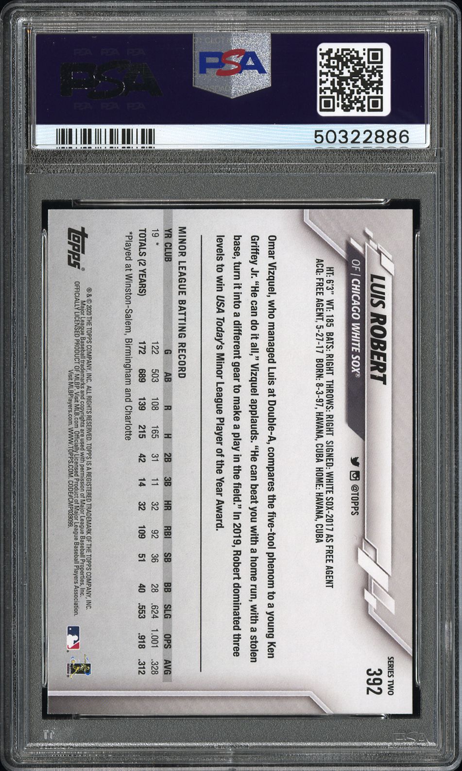 2020 Topps Rainbow Foil Luis Robert - [PSA 10] - Back
