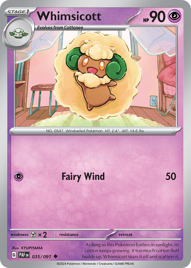 Whimsicott (35/91) - [Reverse Holo] Paldean Fates (PAF)