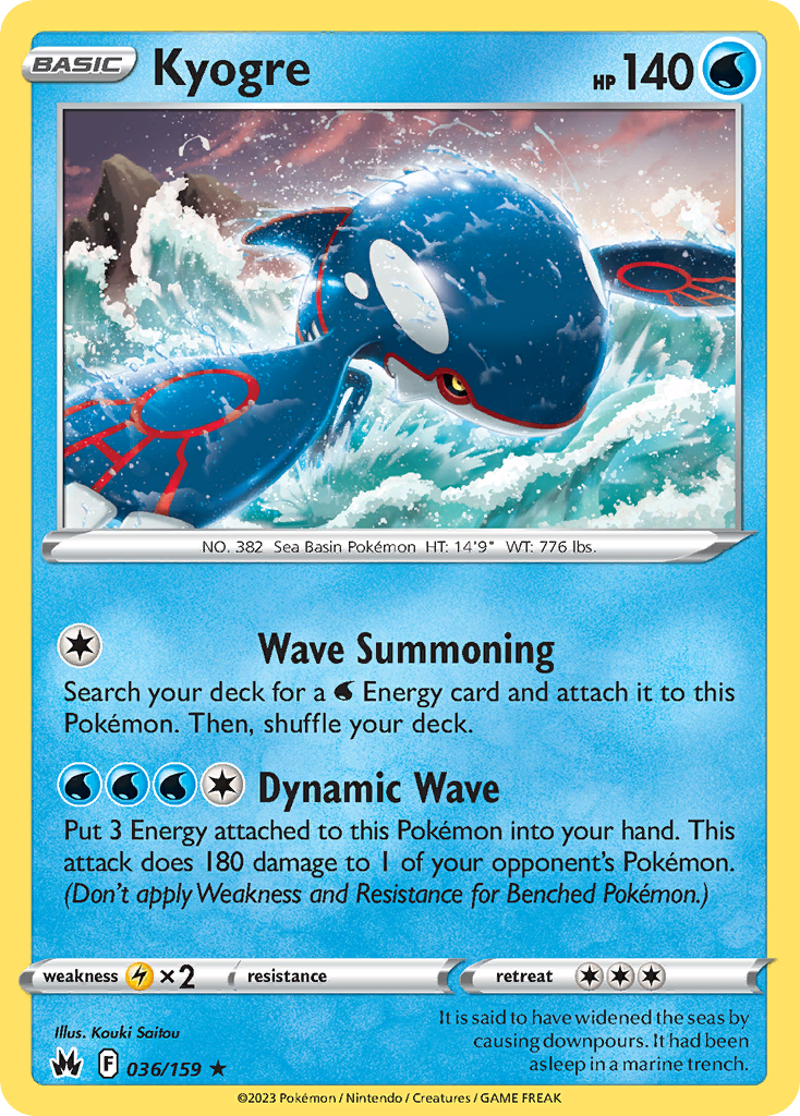 Kyogre (36/159) - [Reverse Holo] Crown Zenith (CRZ)