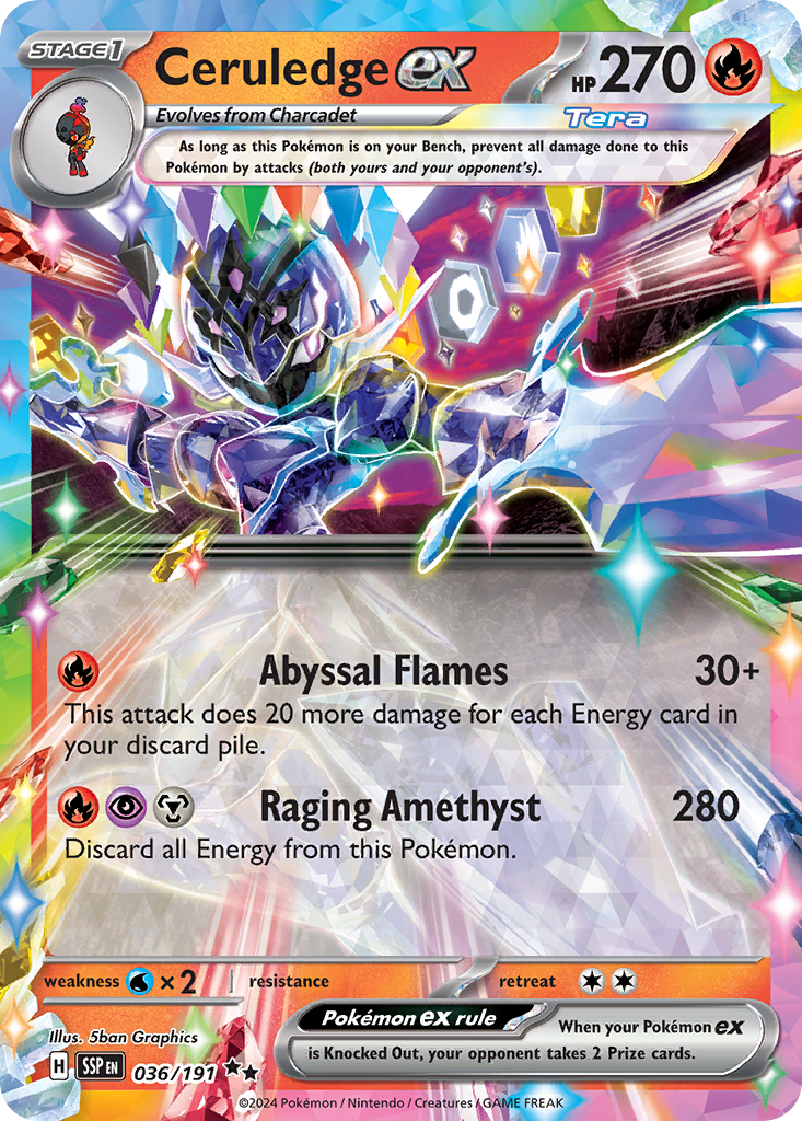 Pokemon Trading Card Game Surging Sparks Double Rare Ceruledge ex #36 Pokemon Trading Card Game Surging Sparks Double Rare Ceruledge ex #36