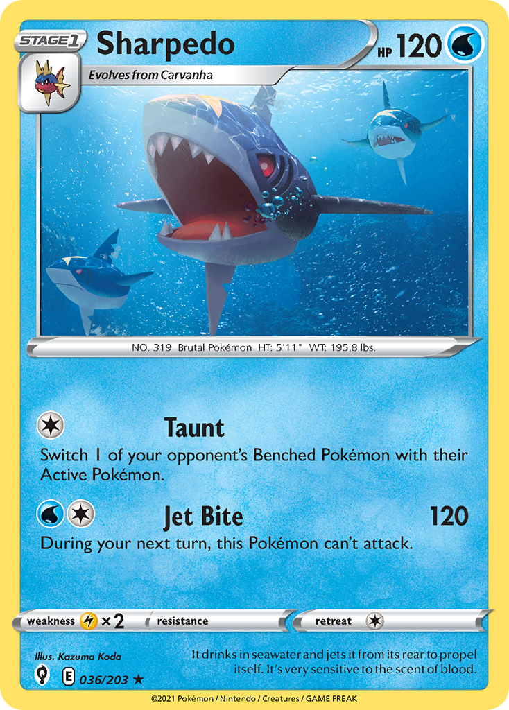 Sharpedo (36/203) - [Reverse Holo] Evolving Skies (EVS)