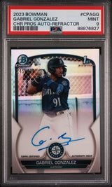 Gabriel Gonzalez 2023 Bowman Chrome Prospect Autographs #CPAGG Chr Pros Auto-Refractor - [PSA Graded 9] - Front