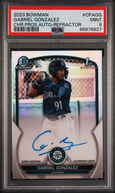 Gabriel Gonzalez 2023 Bowman Chrome Prospect Autographs #CPAGG Chr Pros Auto-Refractor - [PSA Graded 9] - Front