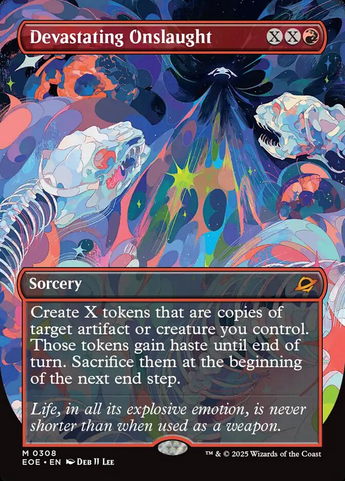 Devastating Onslaught (308) - [Foil, Borderless] Edge of Eternities (EOE)