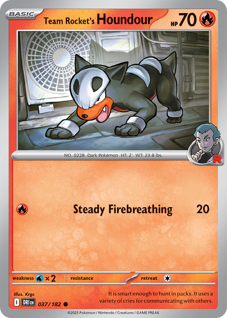 Team Rocket's Houndour (37/182) - [Reverse Holo] Destined Rivals (DRI)
