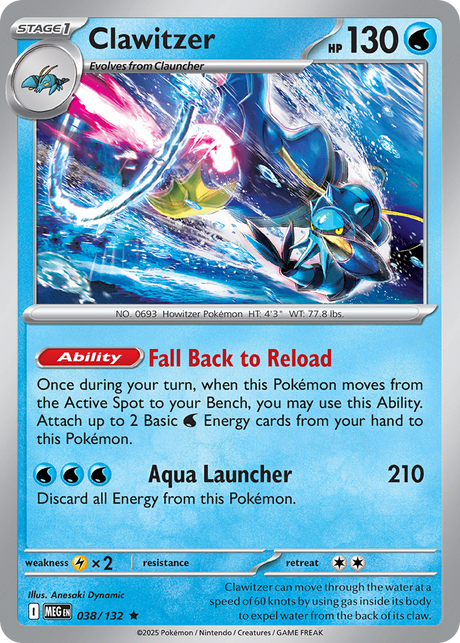 Clawitzer (38/132) - [Reverse Holo] Mega Evolution (MEG)