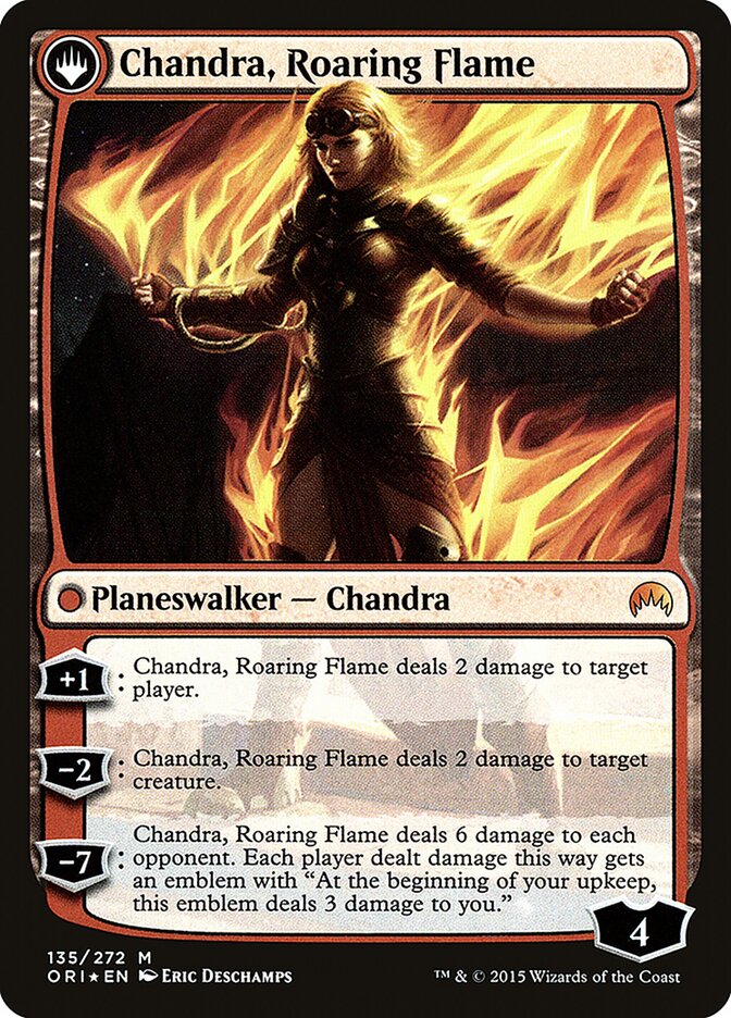 Chandra, Fire of Kaladesh // Chandra, Roaring Flame (135s) - Magic Origins Promos (PORI)