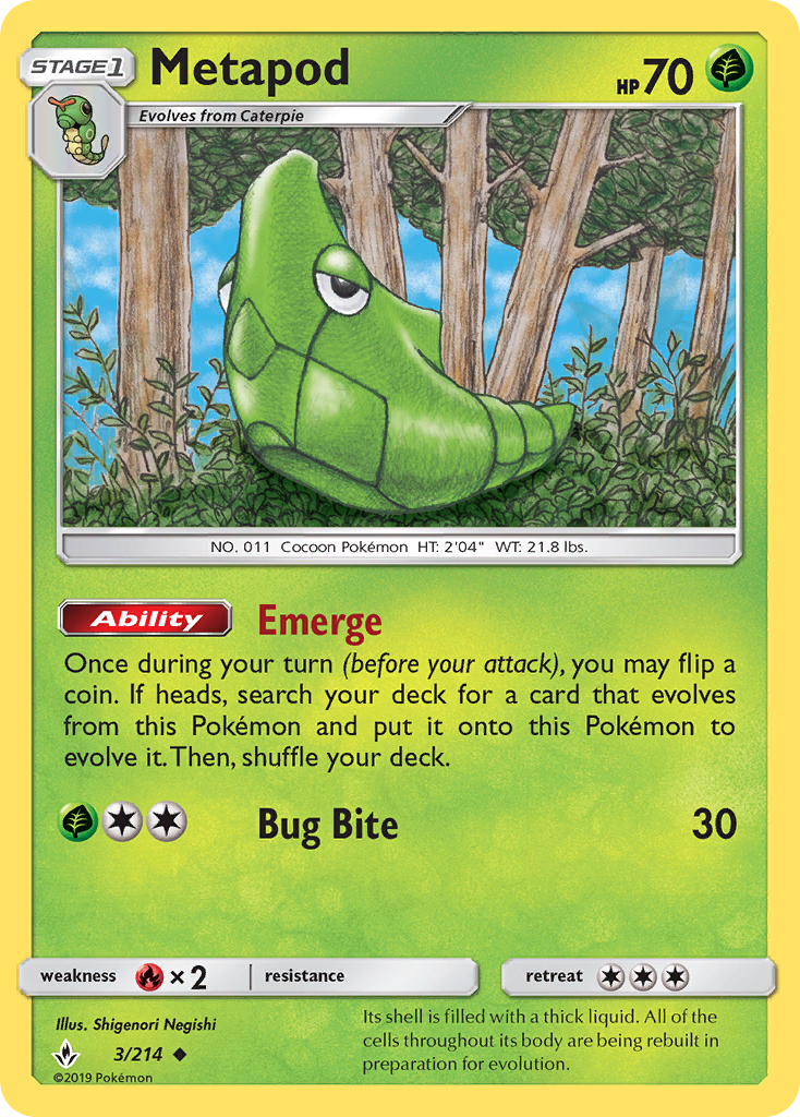 Metapod (3/214) - [Reverse Holo] Unbroken Bonds (UNB)