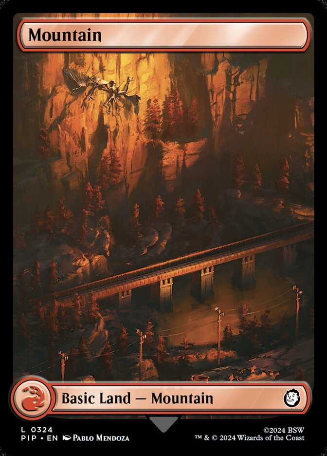 Mountain (324) - [Foil, Full Art] Fallout (PIP)