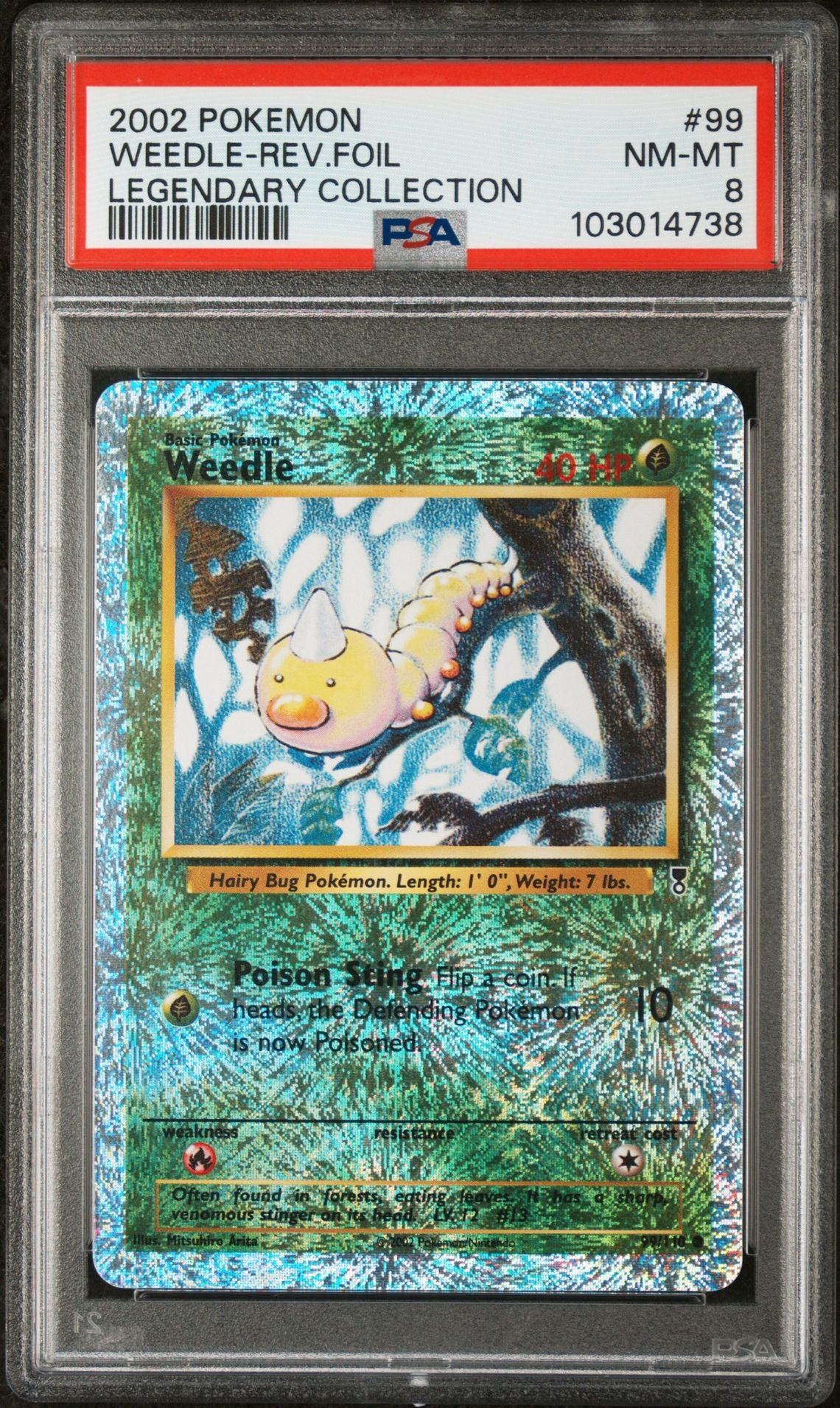 Weedle #99 - [Reverse Holo, Graded PSA 8] Legendary Collection