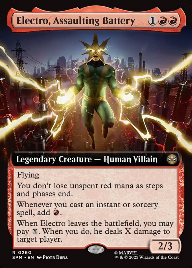 Electro, Assaulting Battery (260) - [Foil, Extended Art] Marvel's Spider-Man (SPM)