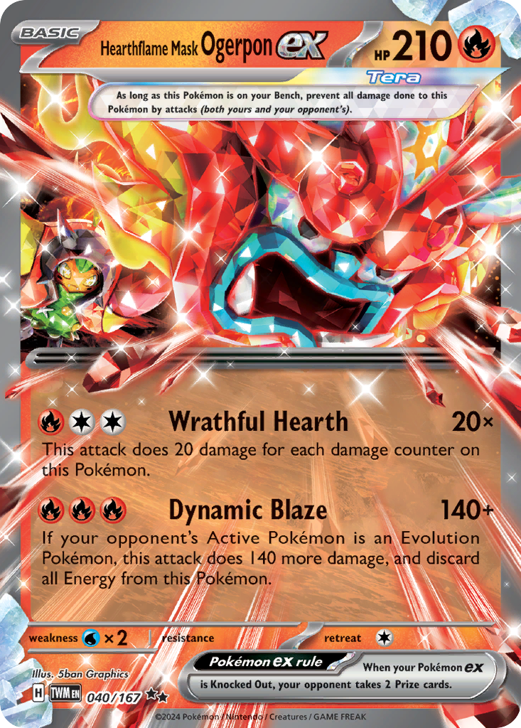 Hearthflame Mask Ogerpon ex (40/167) - [Holo Foil] Twilight Masquerade (TWM)