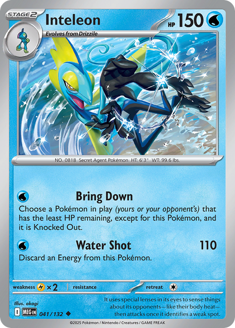 Inteleon (41/132) - [Reverse Holo] Mega Evolution (MEG)