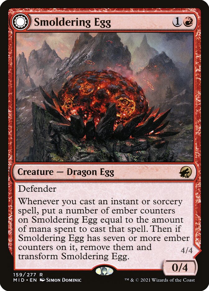 Smoldering Egg // Ashmouth Dragon (159) - Innistrad: Midnight Hunt (MID)