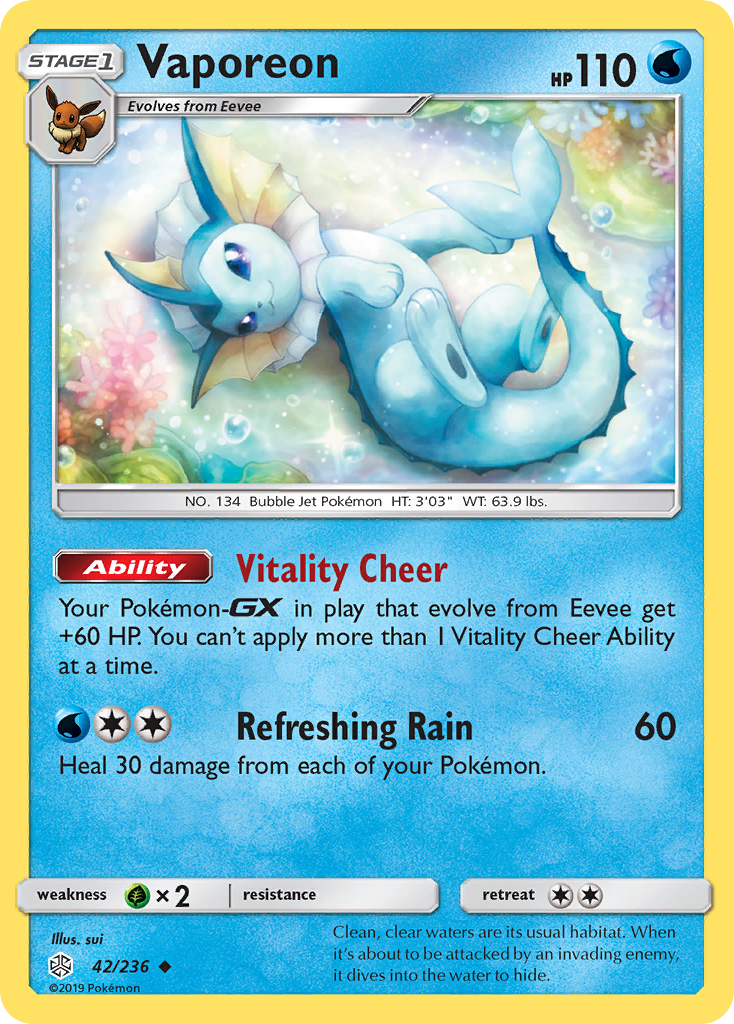Vaporeon (42/236) - [Reverse Holo] Cosmic Eclipse (CEC)