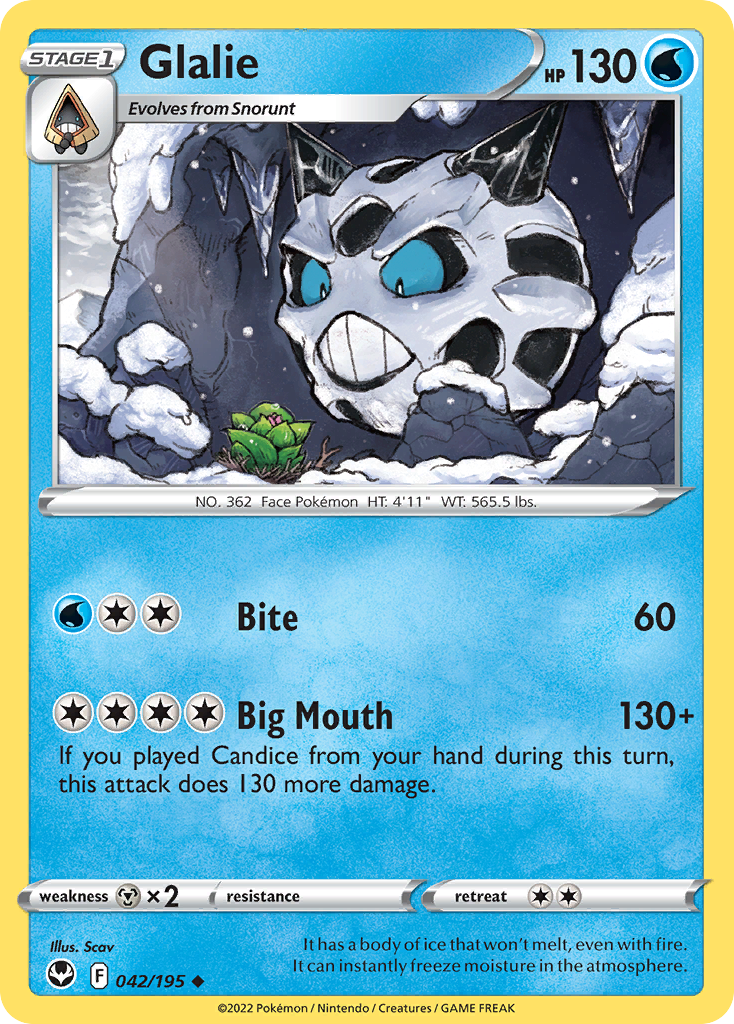 Glalie (42/195) - [Reverse Holo] Silver Tempest (SIT)