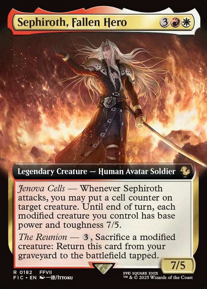 Sephiroth, Fallen Hero (182) - [Foil, Extended Art] Final Fantasy Commander (FIC)