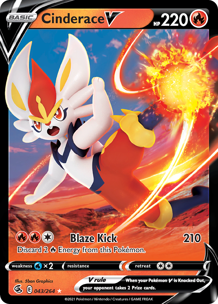 Cinderace V (43/264) - [Holo Foil] Fusion Strike (FST)