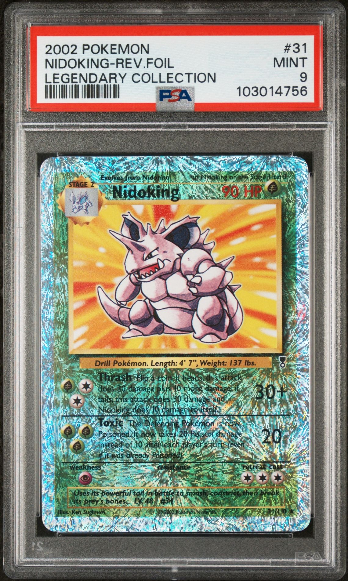 Nidoking #31 - [Reverse Holo, Graded PSA 9] Legendary Collection