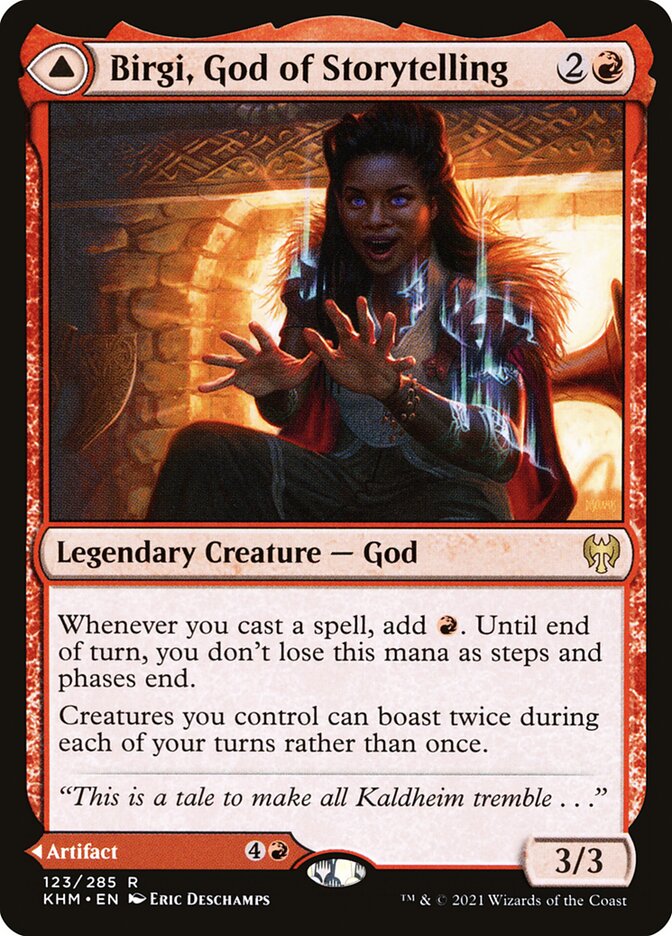 Birgi, God of Storytelling // Harnfel, Horn of Bounty (123) - Kaldheim (KHM)