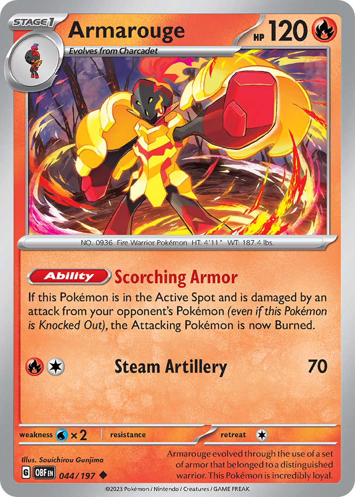 Armarouge (44/197) - [Reverse Holo] Obsidian Flames (OBF)