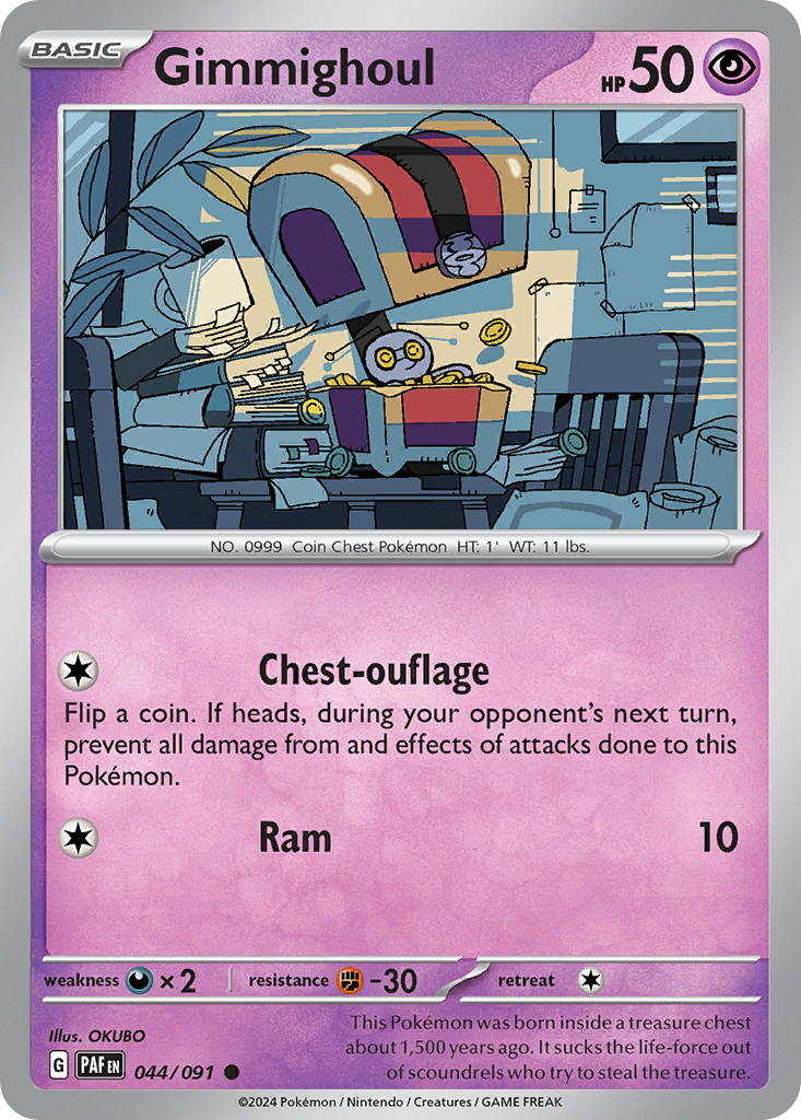 Gimmighoul (44/91) - [Reverse Holo] Paldean Fates (PAF)