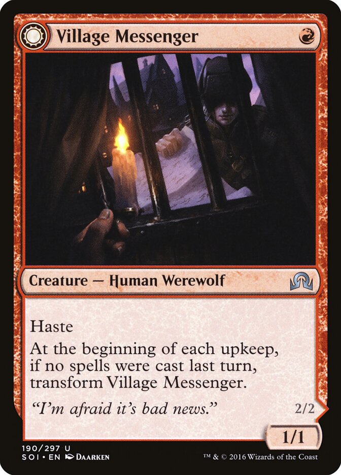 Village Messenger // Moonrise Intruder (190) - Shadows over Innistrad (SOI)