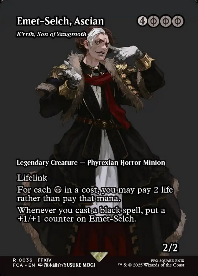 Emet-Selch, Ascian - K'rrik, Son of Yawgmoth (36) - [Foil, Borderless] Final Fantasy: Through the Ages (FCA)
