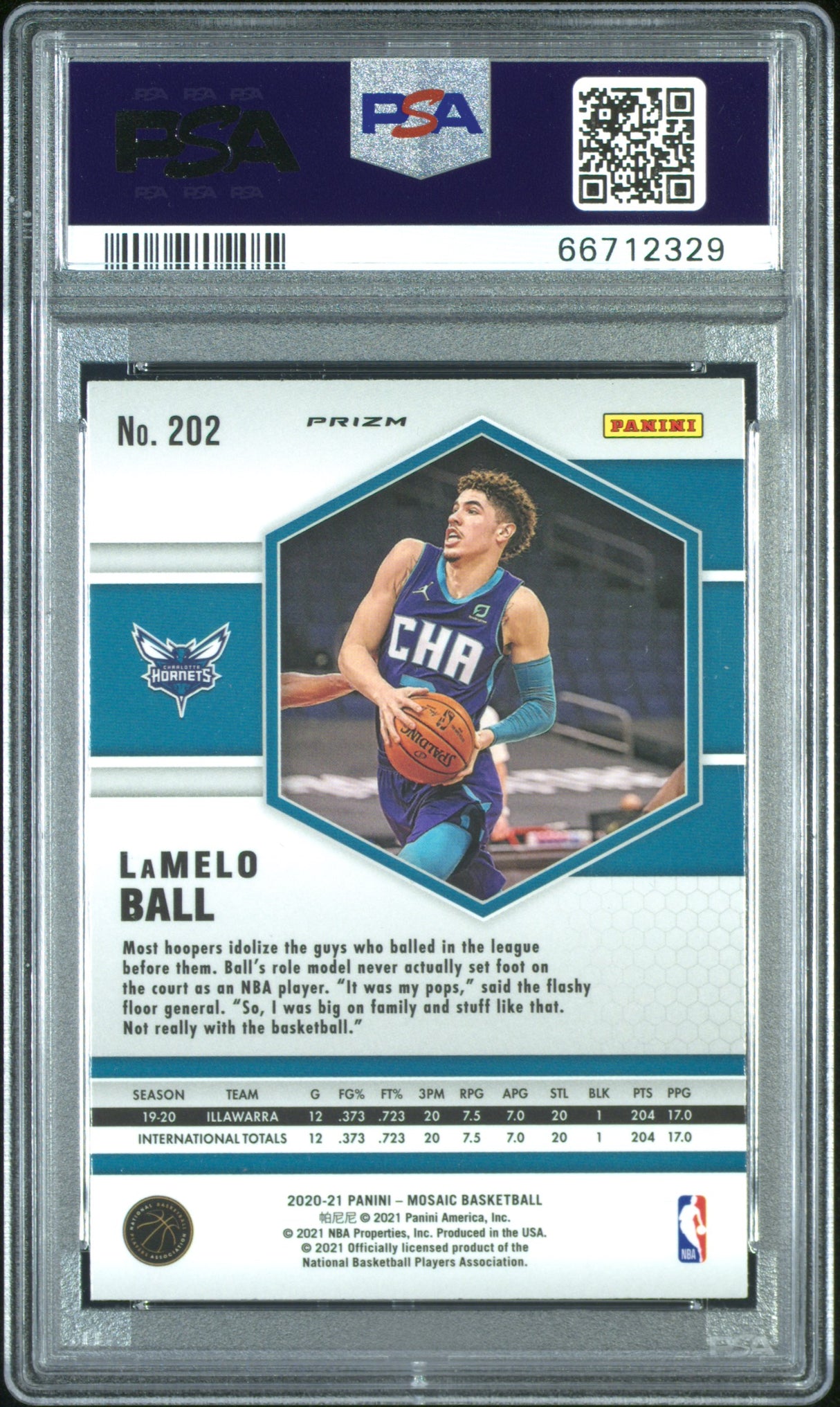 2020 Panini Mosaic Lamelo Ball #202 Reactive Red (PSA 9)
