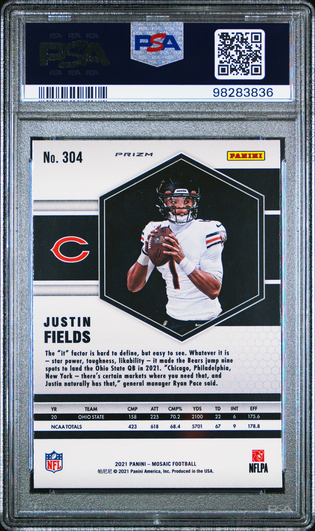 2021 Panini Mosaic Justin Fields #304 Silver (PSA 9)