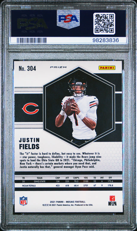2021 Panini Mosaic Justin Fields #304 Silver (PSA 9)