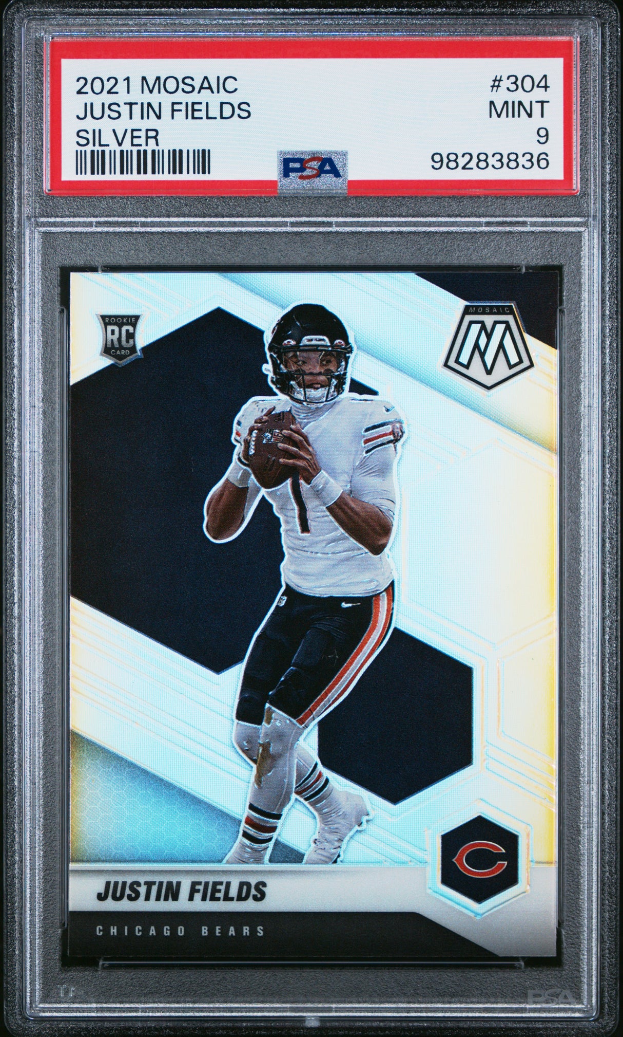 2021 Panini Mosaic Justin Fields #304 Silver (PSA 9)