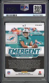 2020 Panini Prizm Emergent Tua Tagovailoa #2 Emergent-No Huddle (PSA 10)