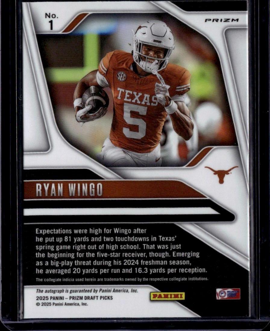 2025 Panini Prizm Draft Picks #1 Ryan Wingo Prizm Silver Autographs
