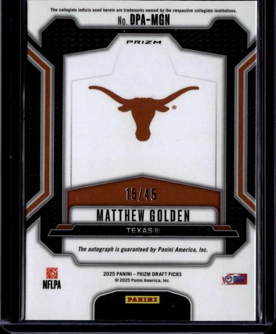 2025 Prizm Draft Picks Matthew Golden Draft Picks Autographs Blue Ice #/45