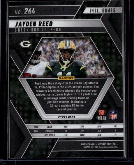 2025 Panini Mosaic #264 Jayden Reed Brazil Games Gold Wave #/10