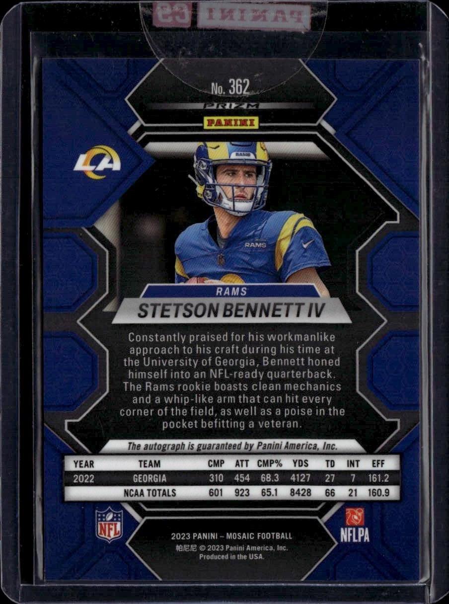 2023 Panini Mosaic #362 Stetson Bennett IV Rookie Auto Mosaic No Huddle Blue