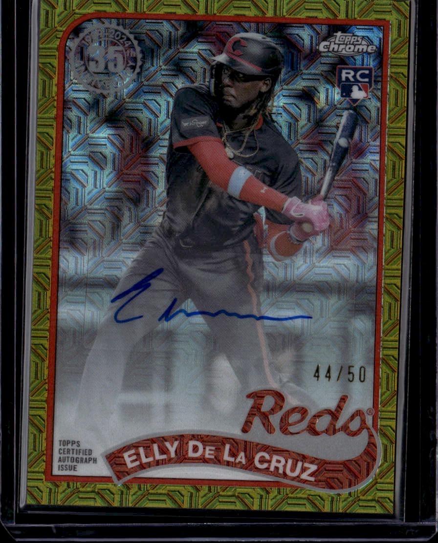 2024 Topps Chrome Elly De La Cruz 1989 35th Anniversary Auto Gold /50