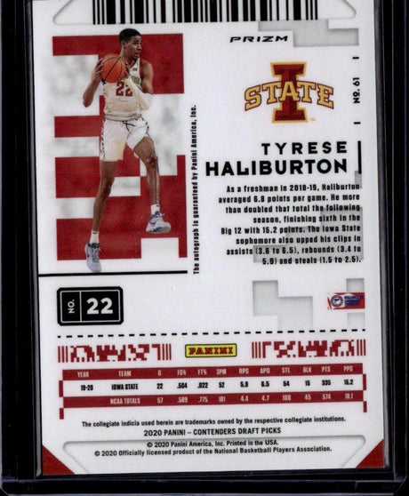 2020 Panini Contenders Draft Picks #61 Tyrese Haliburton Prospect Ticket Auto