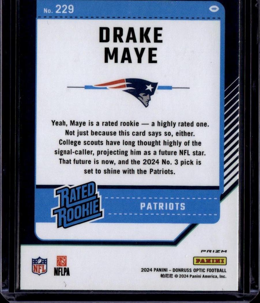 2024 Donruss Optic #229 Drake Maye Purple Shock
