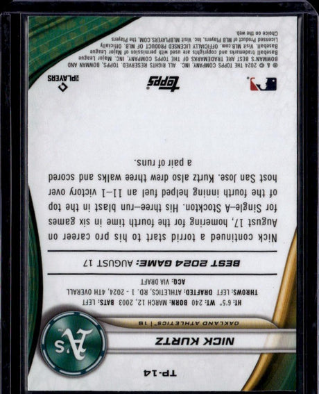 2024 Bowman's Best #TP-14 Nick Kurtz Prospects Gold Refractors #/50