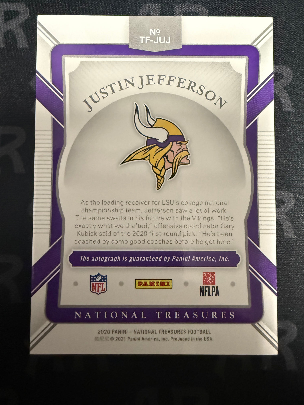 2020 Panini National Treasures #TF-JUJ Justin Jefferson The Future /25